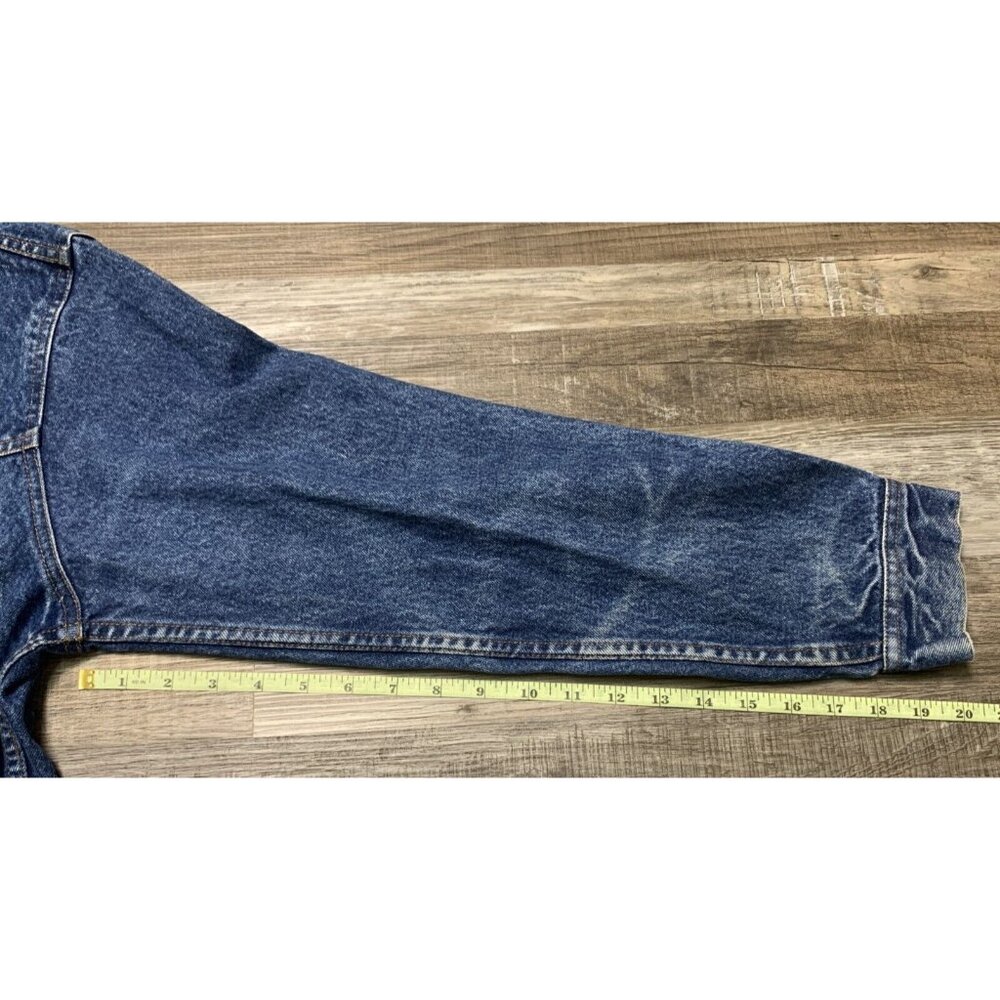 Vintage Wrangler Rugged Wear Denim Jacket Mens Large Button-Up Blue Jean Collar - Picture 10 of 13